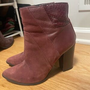 Aldo Maroon Ankle Boots with Textured Detail